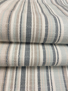 1.8 Yard Designer Seafoam Green Grey Cream Taupe Belgian Linen Stripe Upholstery Fabric WHS 4311