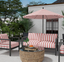 Load image into Gallery viewer, Heavy Duty Outdoor Solution Dyed Acrylic Red Cream Stripe Upholstery Drapery Fabric CF
