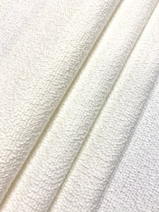 Designer Water & Stain Resistant Indoor Outdoor MCM Mid Century Modern Textured White Boucle Upholstery Fabric WHS 4333