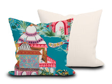 Load image into Gallery viewer, Custom Pillow Cover in Thibaut Floral Chinoiserie Mystic Garden in Teal - One Side