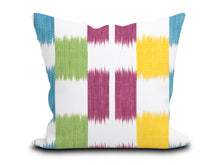 Load image into Gallery viewer, Custom Pillow Cover in Thibaut Abstract Kasuri in Plum and Teal - One Side