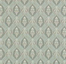 Load image into Gallery viewer, Spanish Made Damask Brocade Seafoam Aqua Grey White Upholstery Drapery Fabric CF