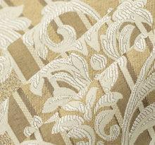Load image into Gallery viewer, Spanish Made Damask Stripe Mustard Gold Beige Upholstery Drapery Fabric CF