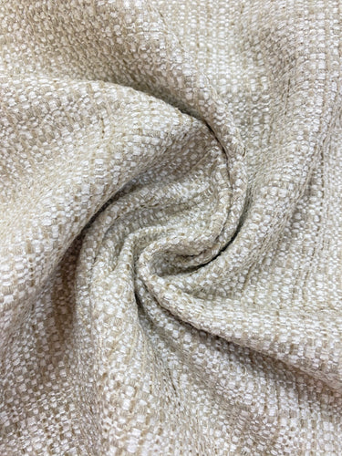 Designer Cream Taupe MCM Mid Century Modern Woven Nubby Tweed Upholstery Fabric WHS 4222