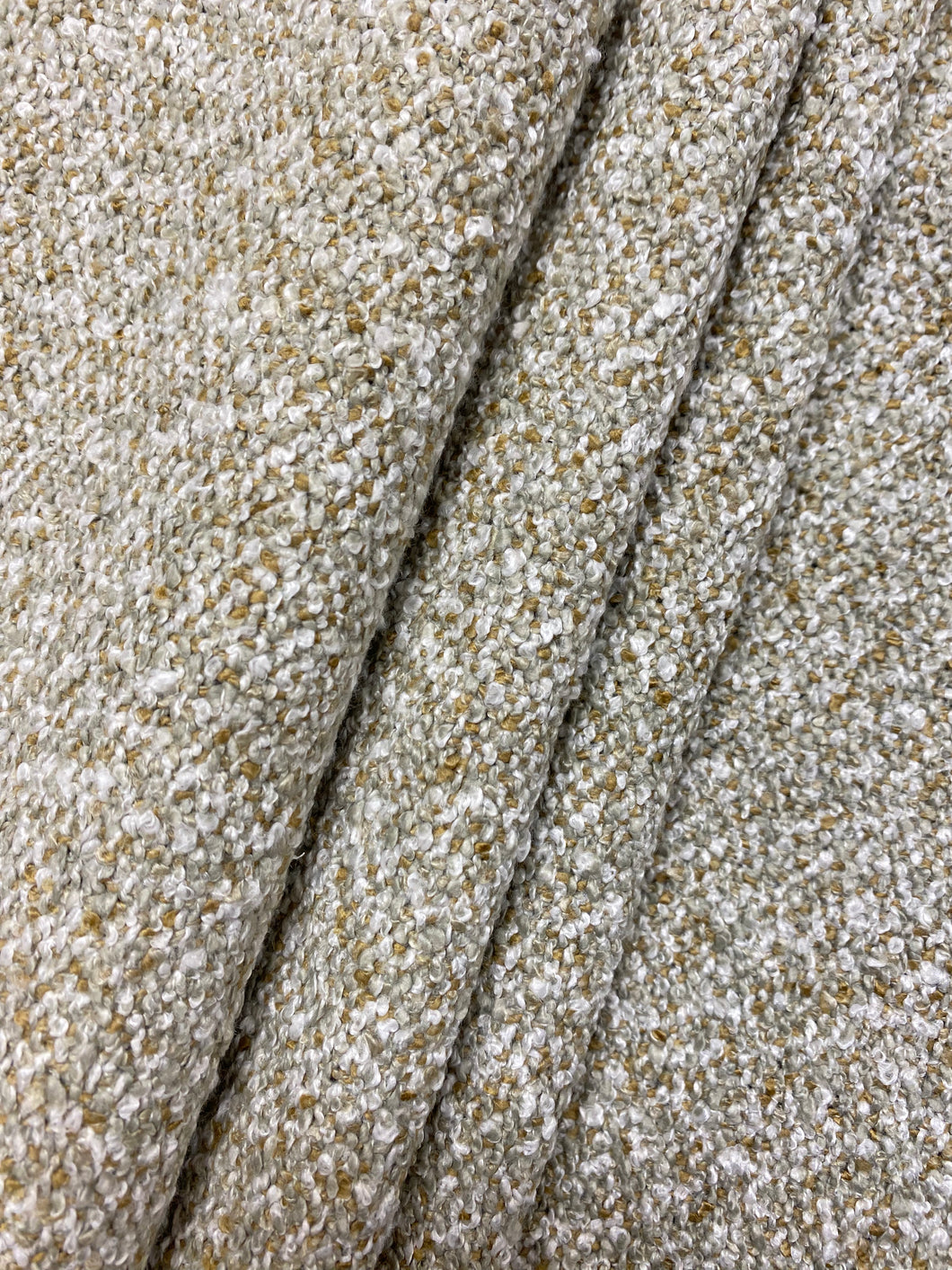 1.5 Yd Designer Mustard Gold Sage Green Cream Boucle Upholstery Fabric WHS 4289