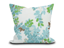 Load image into Gallery viewer, Custom Pillow Cover in Floral Botanical Thibaut Central Park in Spa Blue - One Side