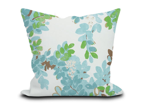 Custom Pillow Cover in Floral Botanical Thibaut Central Park in Spa Blue - One Side
