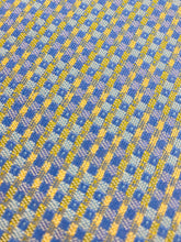 Load image into Gallery viewer, Designer Navy Blue Aqua Yellow Geometric MCM Mid Century Modern Water &amp; Stain Resistant Upholstery Fabric WHS 4274