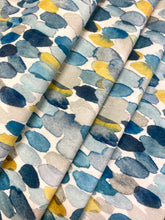 Load image into Gallery viewer, 1.8 Yard of Romo Orrin Kingfisher Teal Yellow Mustard Blue Grey Abstract Velvet Upholstery Drapery Fabric STA 4332