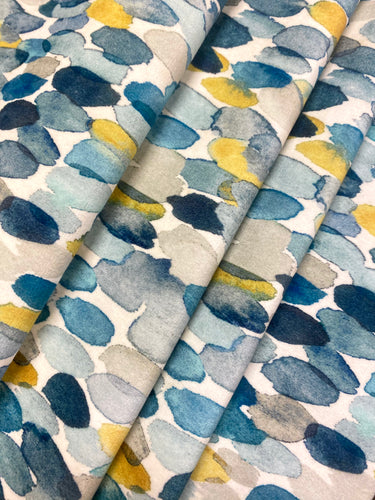 1.8 Yard of Romo Orrin Kingfisher Teal Yellow Mustard Blue Grey Abstract Velvet Upholstery Drapery Fabric STA 4332