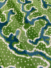 Load image into Gallery viewer, 1.5 Yard Schumacher Corail Indoor Outdoor Emerald Green Teal Cream Abstract Cut Velvet Upholstery Fabric STA 4408