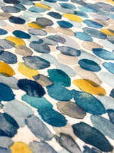 Load image into Gallery viewer, 1.8 Yard of Romo Orrin Kingfisher Teal Yellow Mustard Blue Grey Abstract Velvet Upholstery Drapery Fabric STA 4332