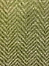 Load image into Gallery viewer, Designer Lime Green Beige MCM Mid Century Modern Herringbone Chevron Tweed Water &amp; Stain Resistant Upholstery Fabric WHS 4236