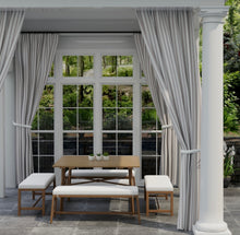 Load image into Gallery viewer, Heavy Duty Outdoor Solution Dyed Acrylic Light Grey Cream Stripe Upholstery Drapery Fabric CF
