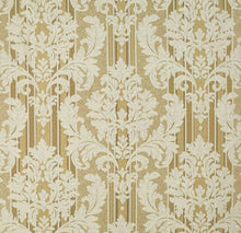 Load image into Gallery viewer, Spanish Made Damask Stripe Mustard Gold Beige Upholstery Drapery Fabric CF
