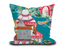 Load image into Gallery viewer, Custom Pillow Cover in Thibaut Floral Chinoiserie Mystic Garden in Teal - One Side