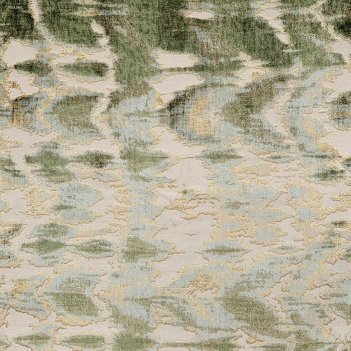 Seafoam Blue Sage Green Beige Cream Abstract Cut Velvet Upholstery Fabric MGF