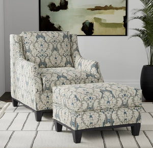 Spanish Made French Navy Blue Grey Damask Stripe Upholstery Drapery Fabric CF