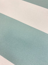 Load image into Gallery viewer, Designer Water &amp; Stain Resistant Indoor Outdoor Green Seafoam Cream Awning Stripe Upholstery Drapery Fabric WHS 4340