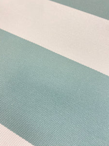 Designer Water & Stain Resistant Indoor Outdoor Green Seafoam Cream Awning Stripe Upholstery Drapery Fabric WHS 4340