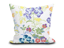 Load image into Gallery viewer, Custom Pillow Cover in Floral Botanical Thibaut Spring Garden in Brights Plum Green - One Side