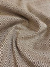 Load image into Gallery viewer, 1.5 Yard Designer Heavy Duty Linen Flax Cream Brown Diamond Water &amp; Satin Resistant Upholstery Fabric WHS 4541