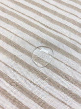 Load image into Gallery viewer, Designer Belgian Linen Cream Beige Taupe Stripe Water Resistant Drapery Fabric WHS 4230