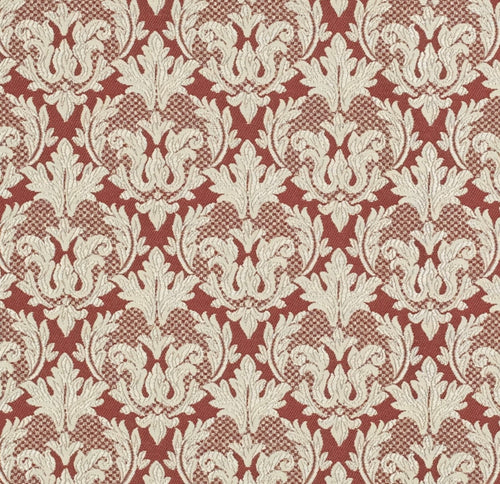 Spanish Made Rust Red Beige Grey Brocade Damask Upholstery Drapery Fabric CF