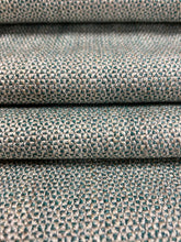 Load image into Gallery viewer, Designer Water &amp; Stain Resistant Teal Green Cream MCM Mid Century Modern Tweed Upholstery Fabric WHS 4345