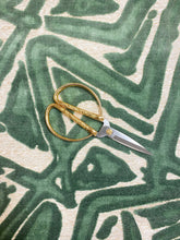 Load image into Gallery viewer, Opuzen AC DC Pine Green Beige Geometric Abstract Cut Velvet Water Resistant Upholstery Fabric STA 4328