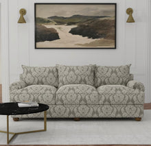 Load image into Gallery viewer, Spanish Made Damask Brocade Grey Silver Upholstery Drapery Fabric CF