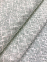 Load image into Gallery viewer, 1.25 Yard Designer Cream Seafoam Green Geometric Cotton Linen Upholstery Fabric WHS 4376