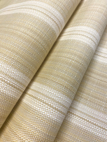 Designer Water & Stain Resistant Indoor Outdoor White Beige Nautical Stripe Upholstery Fabric WHS 4346