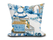 Load image into Gallery viewer, Custom Pillow Cover in Thibaut Floral Chinoiserie Mystic Garden in Blue and White - One Side