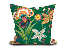 Load image into Gallery viewer, Custom Pillow Cover in Floral Thibaut Pasadena in Emerald Green - One Side