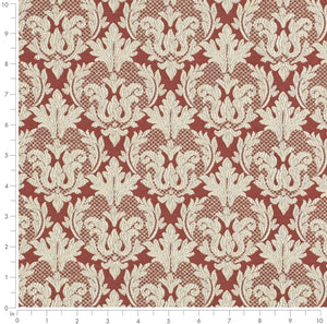 Spanish Made Rust Red Beige Grey Brocade Damask Upholstery Drapery Fabric CF
