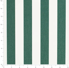 Load image into Gallery viewer, Heavy Duty Outdoor Solution Dyed Acrylic Forest Green Cream Stripe Upholstery Drapery Fabric CF