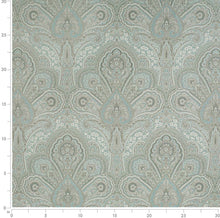 Load image into Gallery viewer, Spanish Made Damask Seafoam Aqua Grey White Upholstery Drapery Fabric CF