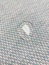 Load image into Gallery viewer, Designer Water &amp; Stain Resistant Indoor Outdoor MCM Mid Century Modern Aqua Blue White Chenille Upholstery Fabric WHS 4354