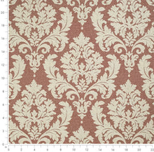 Load image into Gallery viewer, Spanish Made Rust Red Beige Grey Brocade Damask Upholstery Drapery Fabric CF