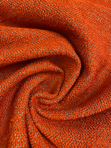 1.3 Yard Designer Burnt Orange Red Beige Tweed Water & Stain Resistant MCM Mid Century Modern Upholstery Fabric WHS 4440
