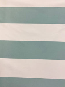 Designer Water & Stain Resistant Indoor Outdoor Green Seafoam Cream Awning Stripe Upholstery Drapery Fabric WHS 4340