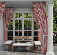 Load image into Gallery viewer, Heavy Duty Outdoor Solution Dyed Acrylic Red Cream Stripe Upholstery Drapery Fabric CF