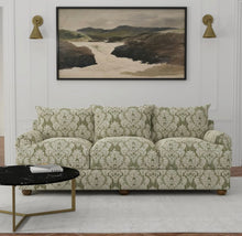 Load image into Gallery viewer, Spanish Made Damask Stripe Sage Green Upholstery Drapery Fabric CF