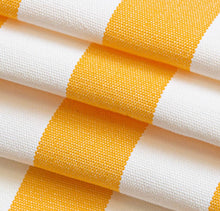 Load image into Gallery viewer, Heavy Duty Outdoor Solution Dyed Acrylic Light Yellow Cream Stripe Upholstery Drapery Fabric CF