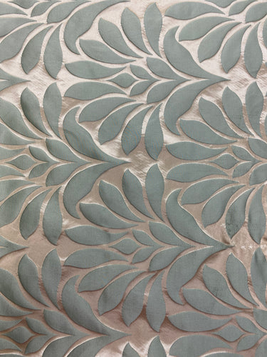 Designer Floral Aqua Seafoam Silver Grey Duralee Water & Stain Resistant Drapery Upholstery Fabric STA 4520
