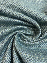 Load image into Gallery viewer, 1.5 Yard Designer Teal Aqua Seafoam Green MCM Mid Century Modern Tweed Upholstery Fabric WHS 4419