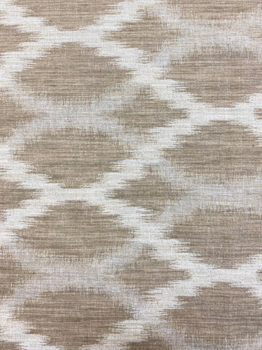 0.9 Yard Designer Water & Stain Resistant Taupe Beige Cream Ikat Upholstery Fabric WHS 4368