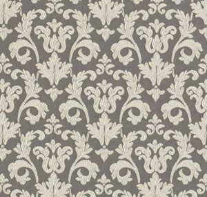 Spanish Made Damask Brocade Grey Silver Upholstery Drapery Fabric CF