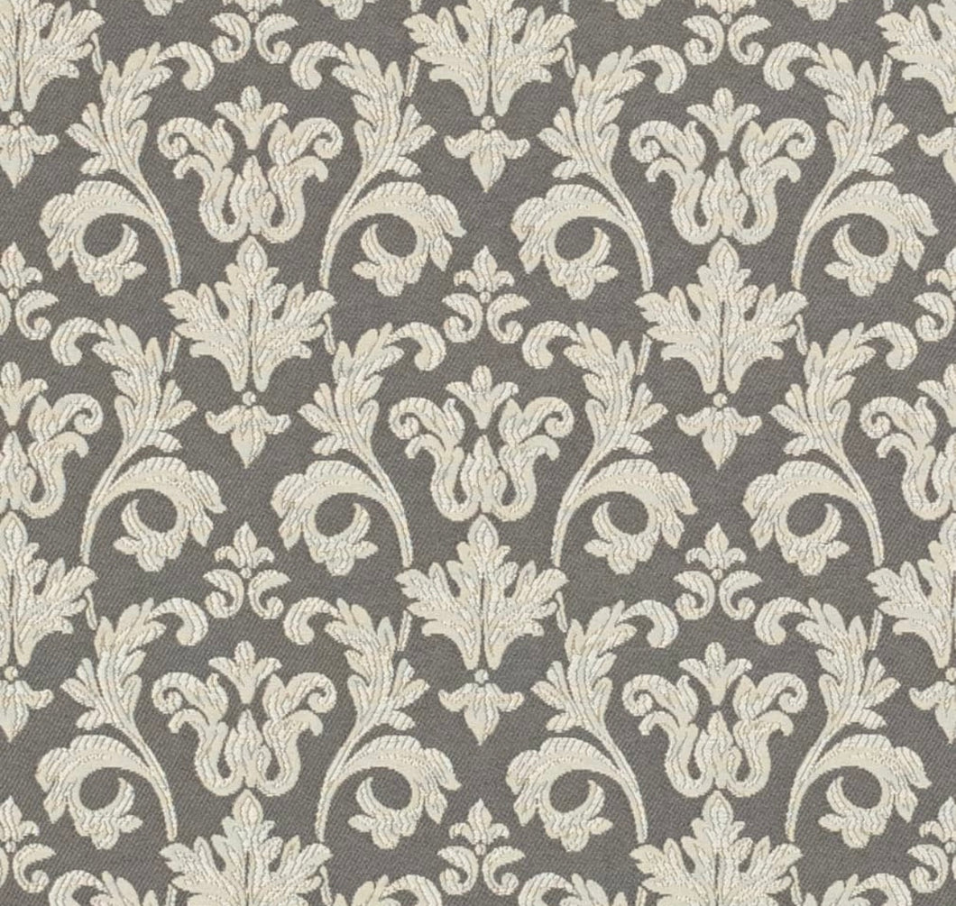 Spanish Made Damask Brocade Grey Silver Upholstery Drapery Fabric CF